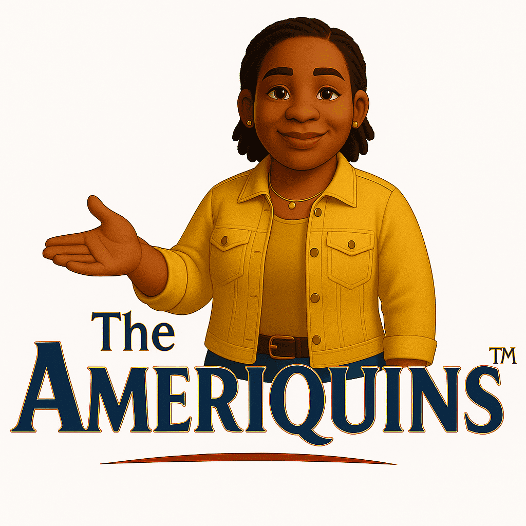 Keisha Tormund of The Ameriquins™ Keisha Tormund, an Ameriquins™ character, smiling and gesturing with an open hand while wearing a yellow jacket.