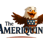 The Ameriquins logo featuring a smiling cartoon eagle with outstretched wings, wearing a shield with stars and stripes on its chest.