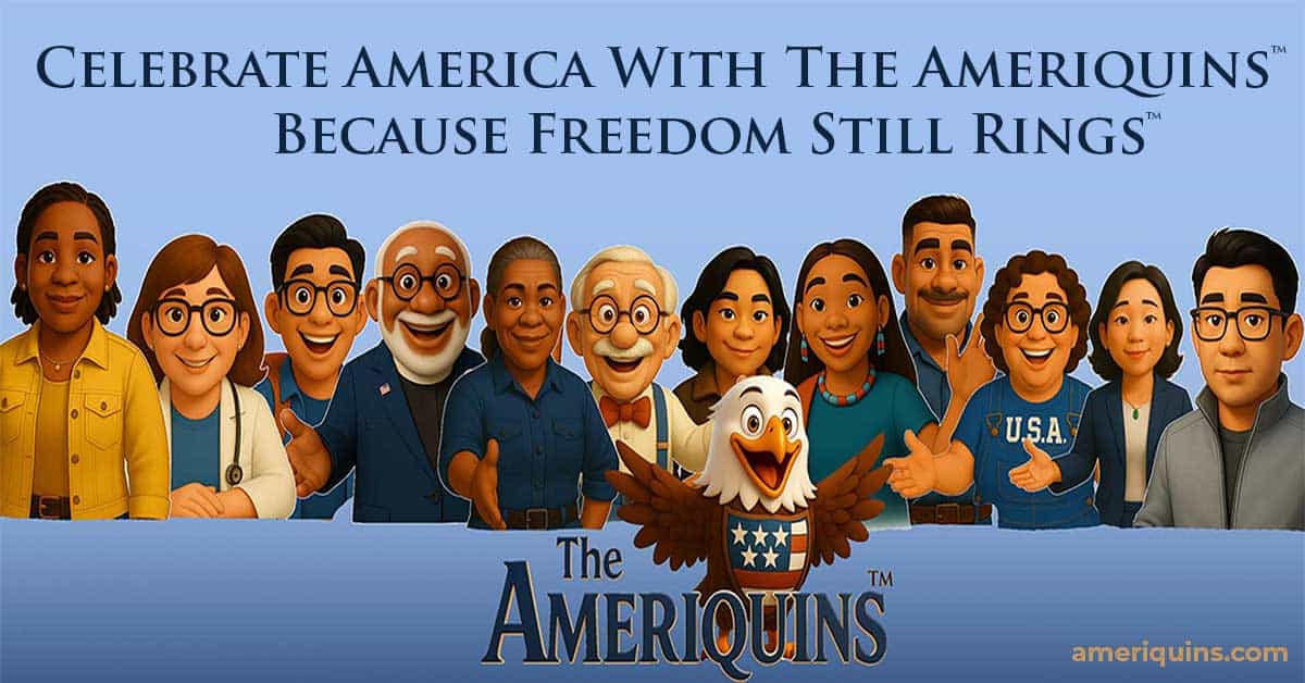 The Ameriquins — 13 original characters celebrating America with the message “Freedom Still Rings.”