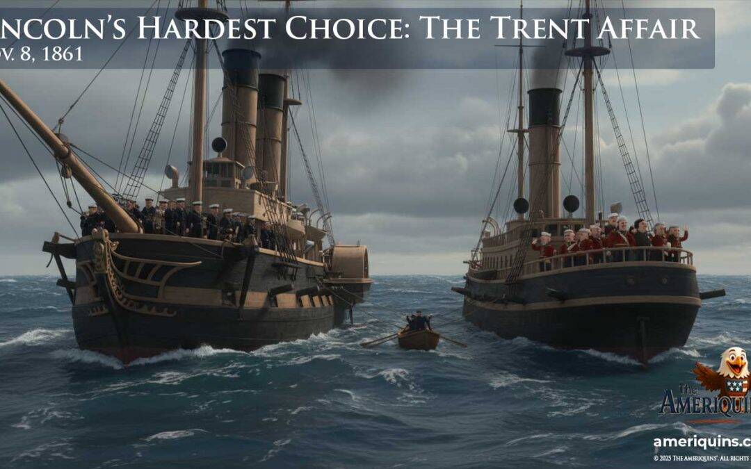 Image depicting the Trent Affair, which almost caused President Lincoln a second major war.