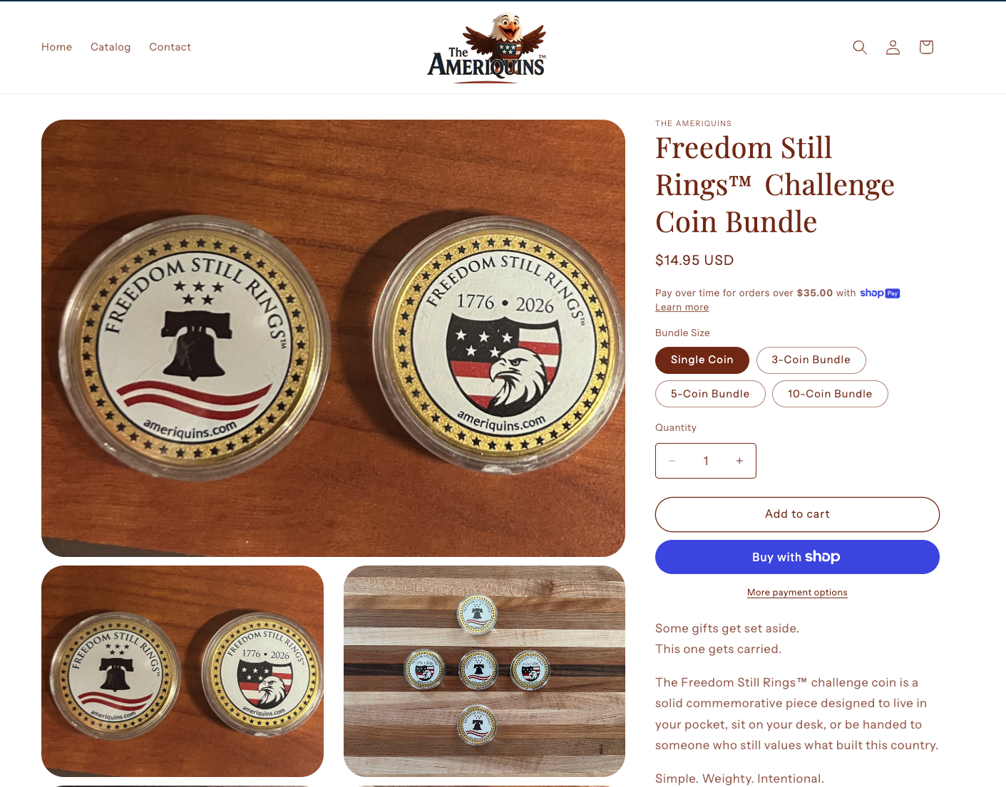 Shopify Coins Ameriquins Challenge Coins on Shopify